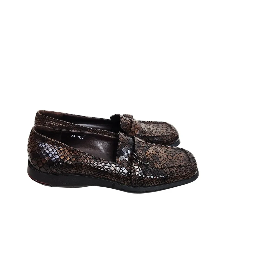 SESTO MEUCCI Shoes Womens‎ 7 Brown Snake Croc Leather Loafer Made Italy Comfort